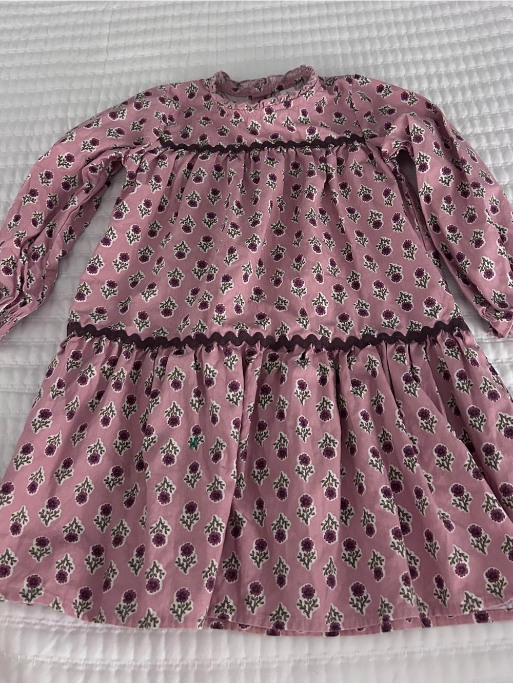 Modern Moments Girls Pink Floral Tiered Long-Sleeve Dress. Cotton Size 5T